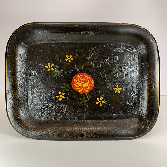 Vintage Pennsylvania Dutch toleware tray - Picture 1 of 11
